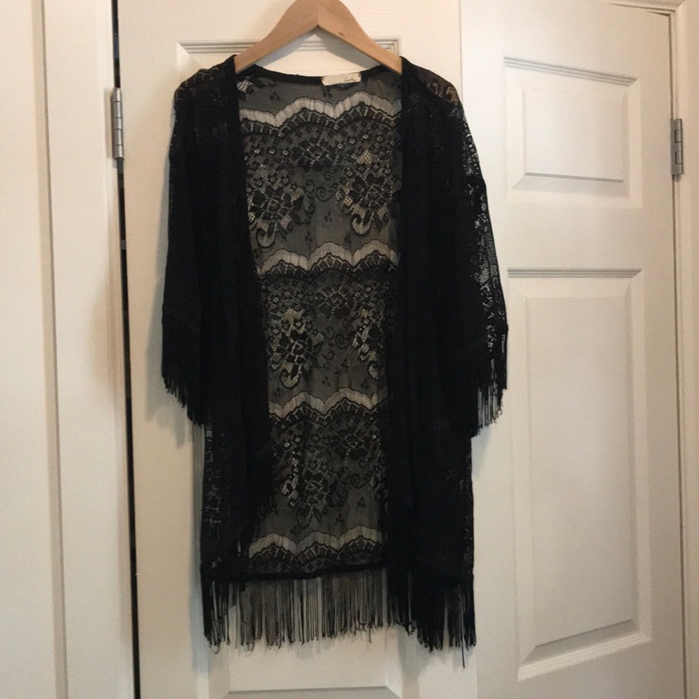 Lush Shawl Lace Cardigan w/ Fringes